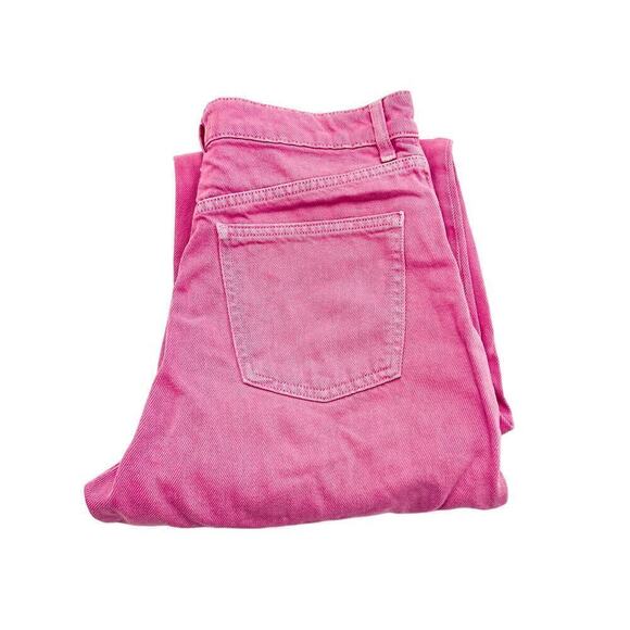 Zara Women's Flared Wide Leg Hot Pink Denim Jeans SZ08 - Picture 1 of 5